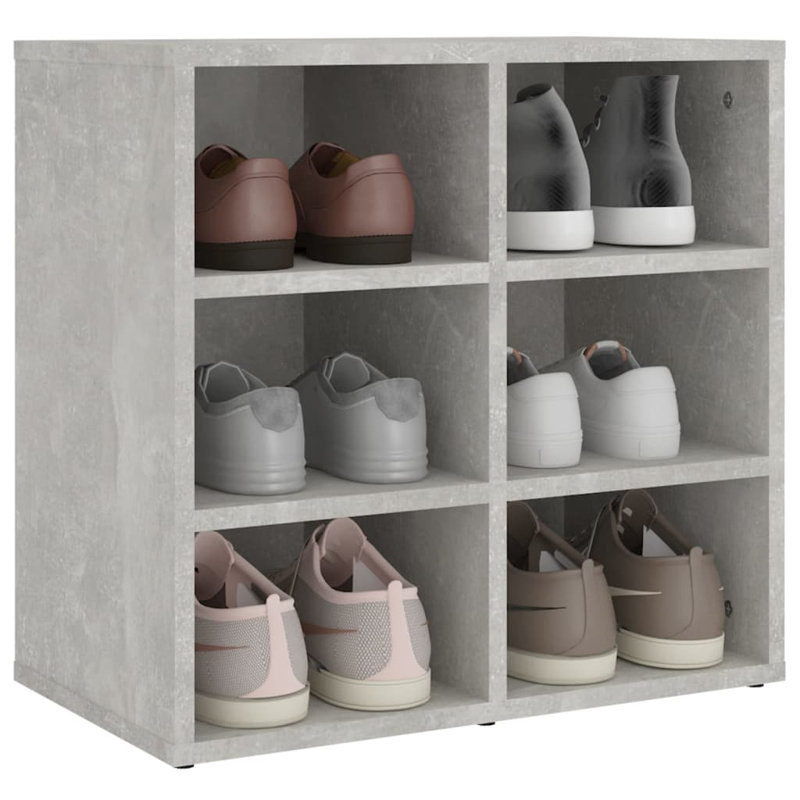 6 Pair Shoe Rack, Concrete Grey