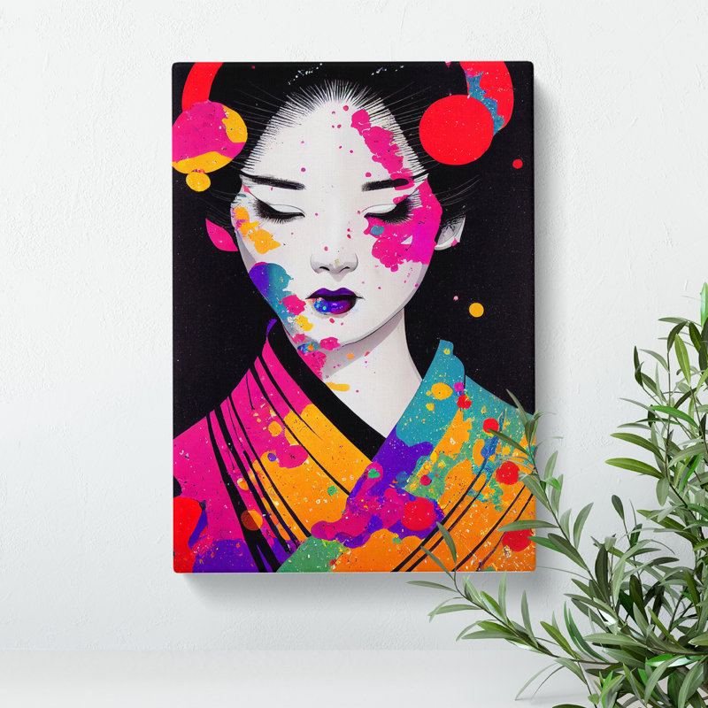 Painted Geisha No.5 - Wrapped Canvas, 50cm H x 35cm W x 3cm D