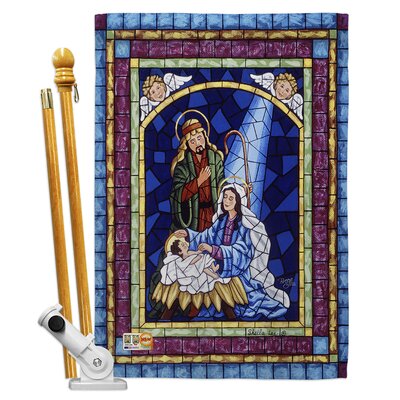 Stained Glass Nativity Impressions Decorative 2-Sided Polyester 40 x 28 in. Flag Set -  Breeze Decor, BD-NT-HS-114123-IP-BO-D-US16-AL