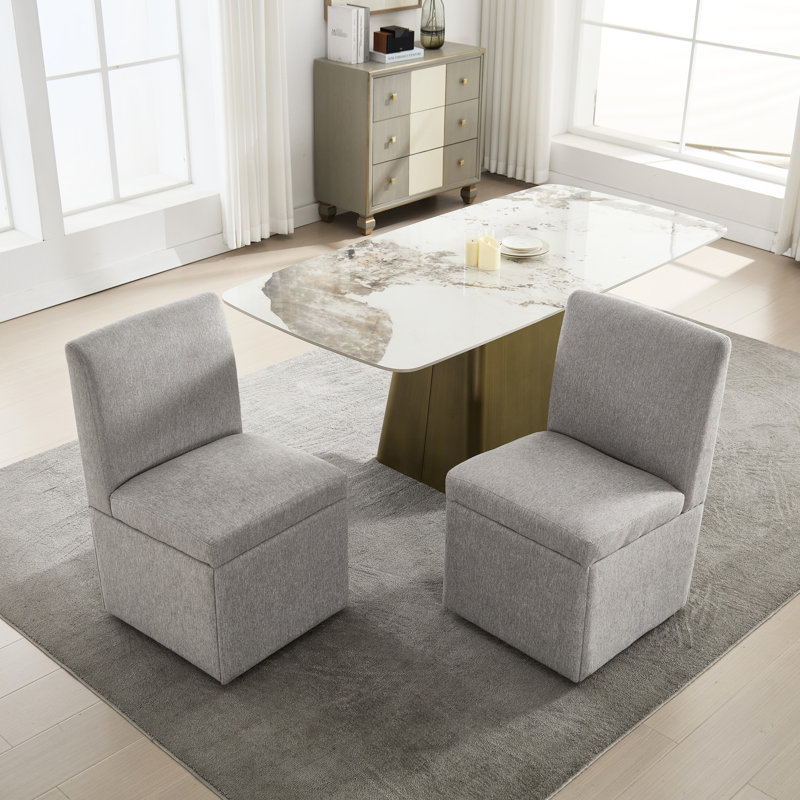 Chaises pivotantes rembourrées avec option de rangement supplémentaire - Revêtement en velours, coussin de siège épais, structure en bois cachée moderne facile à déplacer,