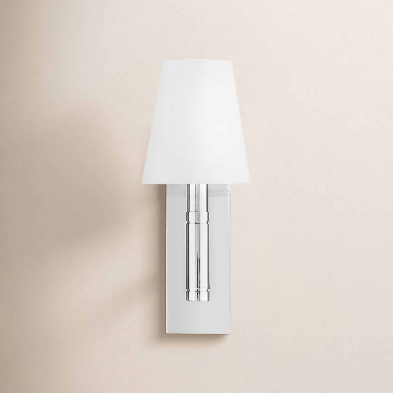 Single Light Glass Dimmable Wallchiere, Polished Nickel, 10.625" H x 5.5" W x 7" D