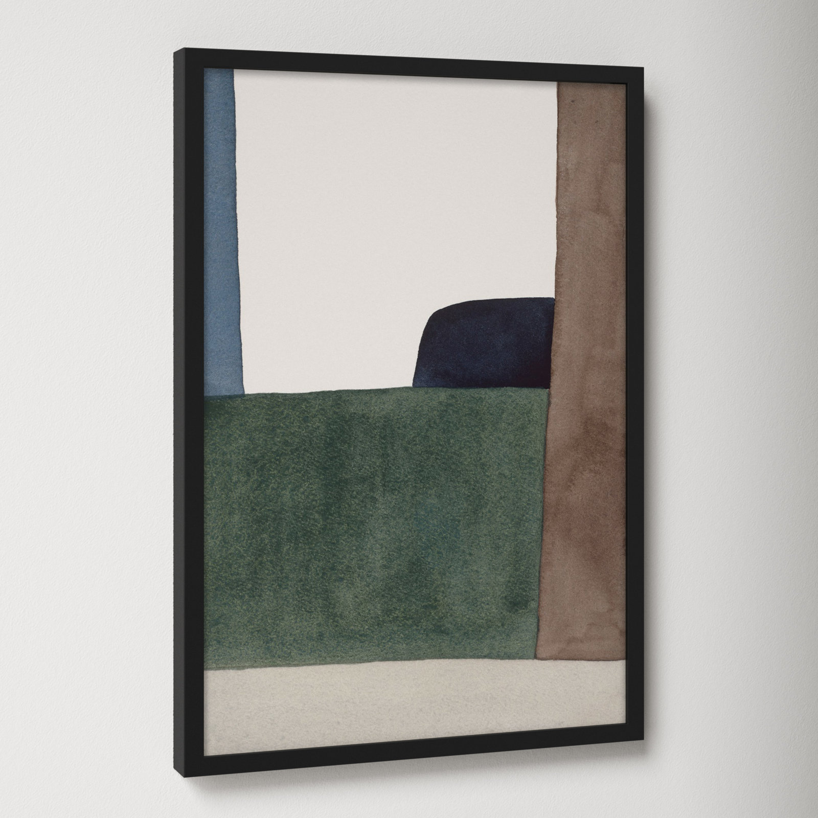 Divided "Distant Forest" Painting, 14" W x 20" H, Black