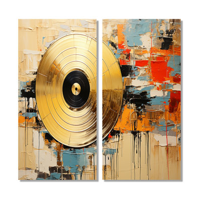 Minimalism Vinyl Records - Gold Canvas Wall Art