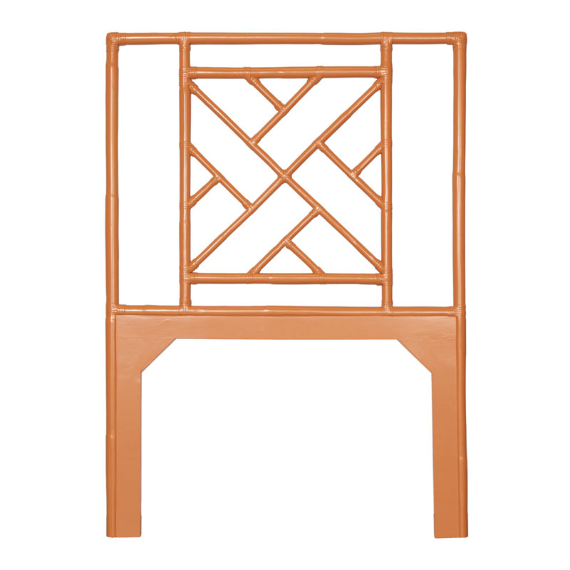 Cowden Geometric Rattan Headboard, Twin, Citrus Orange