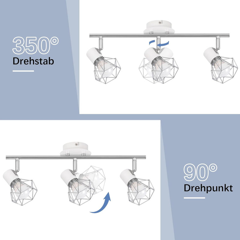 Ceiling spotlight flame ceiling spots E14 - ceiling light spot white industrial retro swiveling metal ceiling lamp for living room bedroom study hallway kitchen without light source