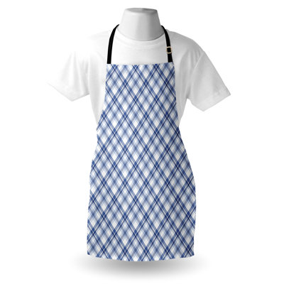 East Urban Home Navy Plaid Apron Unisex Fashion Diagonal Lines Adult Size Azure Blue Sky Blue