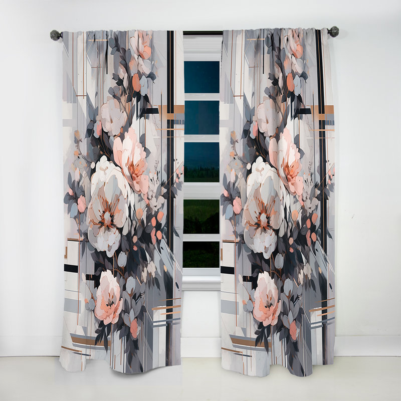 Peony Serene Charm I - Rideau moderne - Velours obscurcissant - 1 panneau, L 52 po x L 90 po