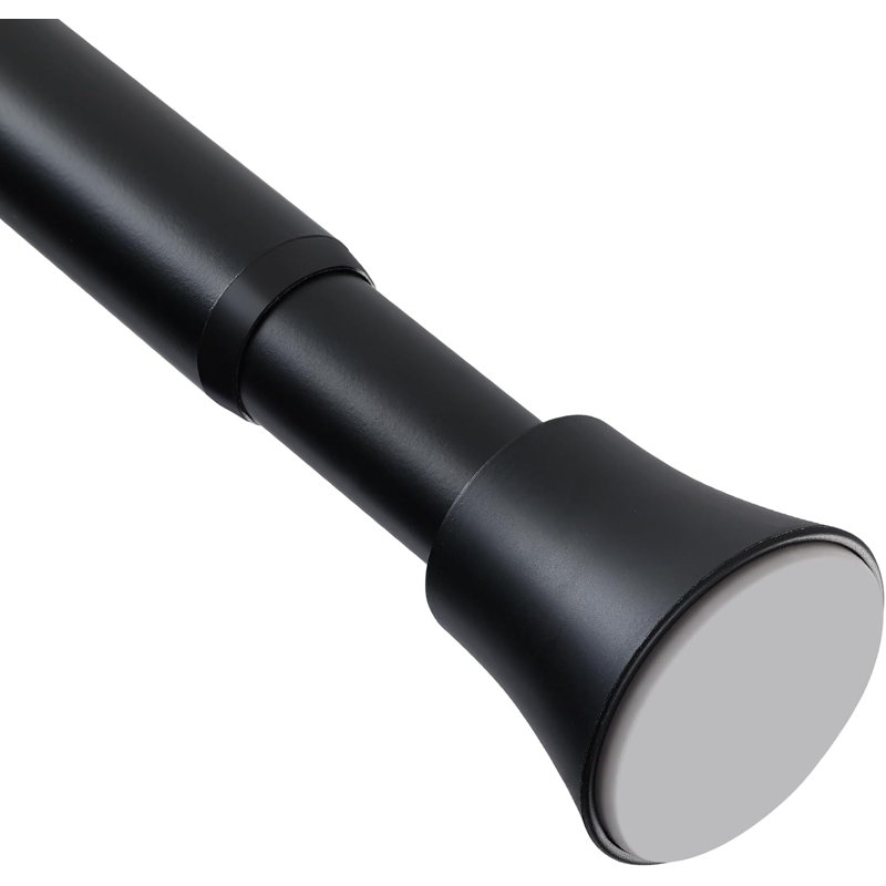 Tringle à rideau de douche à tension - Tringle à tension réglable sans ressorts pour la salle de bain, la cuisine ou la fenêtre, conception antidérapante robuste avec finition noir mat