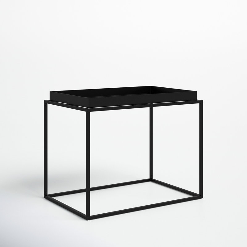 Ivan Stainless Steel Tray Top End Table, Black