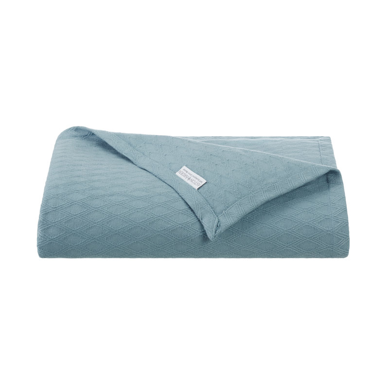 Couverture en mélange de coton eucalyptus, Simple, Bleu sarcelle