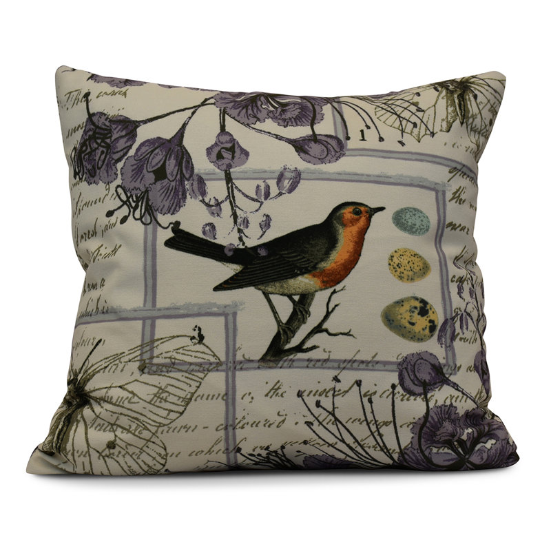 Funky Junky Floral Reversible Throw Pillow, 16" H x 16" W, Lavender