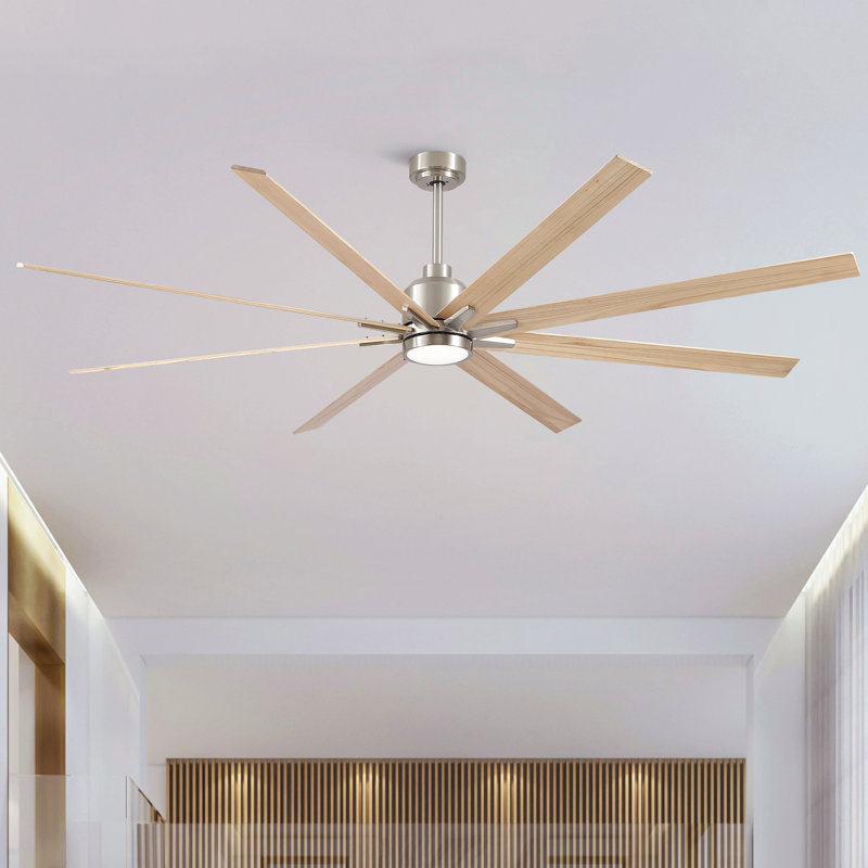 84" Lowe Profile Ceiling Fan With Light, Brushed Nickel, Brushed Nickel