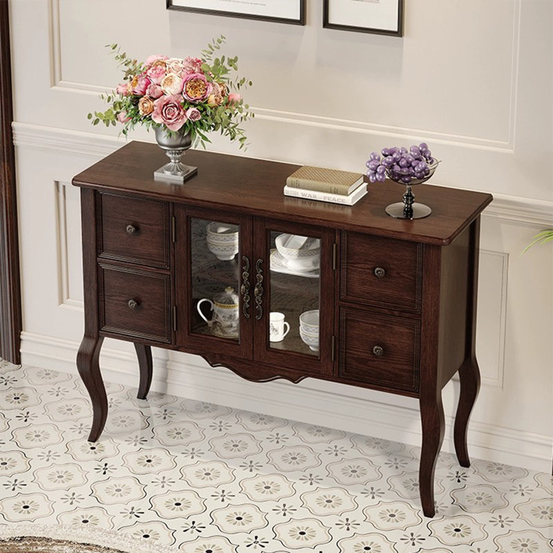Console rectangulaire en bois massif noyer foncé, H 34,65 po x l 47,24 po x P 15,75 po, Noyer foncé