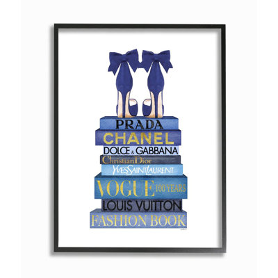 " Blue Bow Heels Above Iconic Designer Books " by Amanda Greenwood