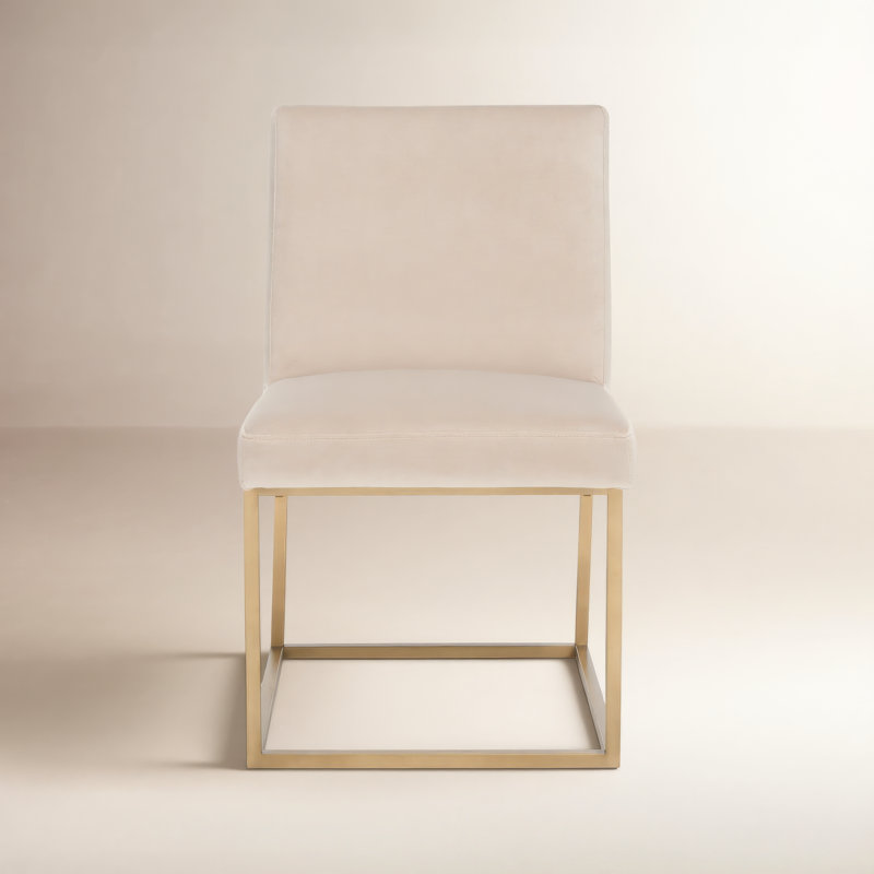 Athens 18.5'' H Upholstered Side Chair, Gold, Taupe Velvet