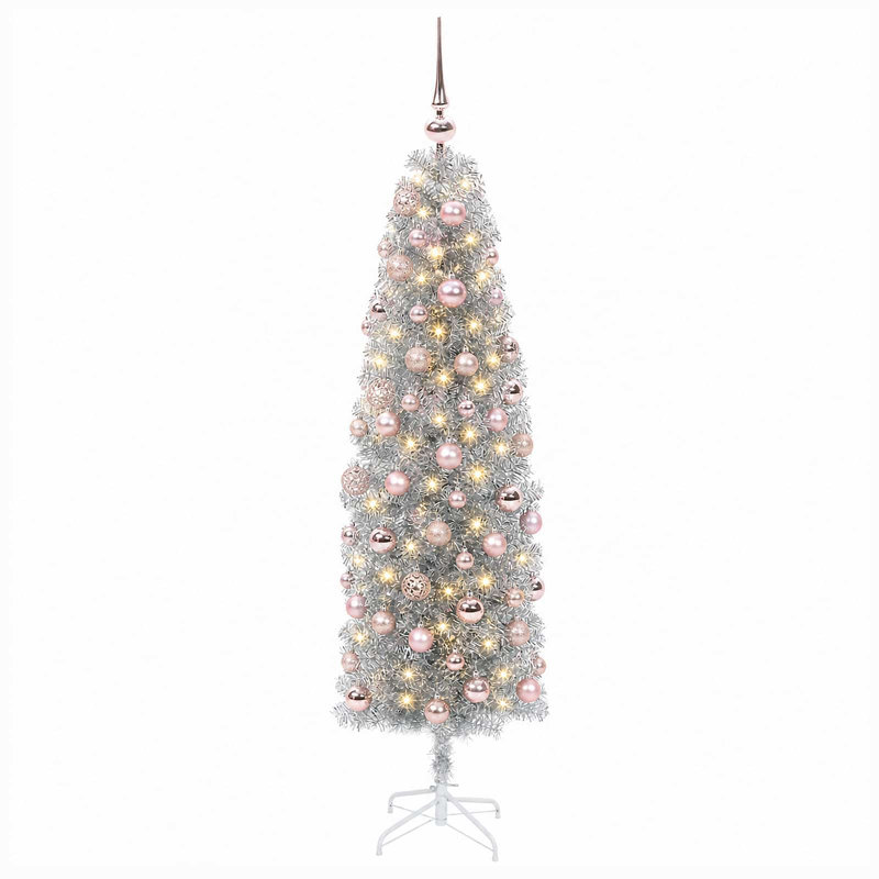 Christmas Tree, 180 cm, with LEDs & pink balls