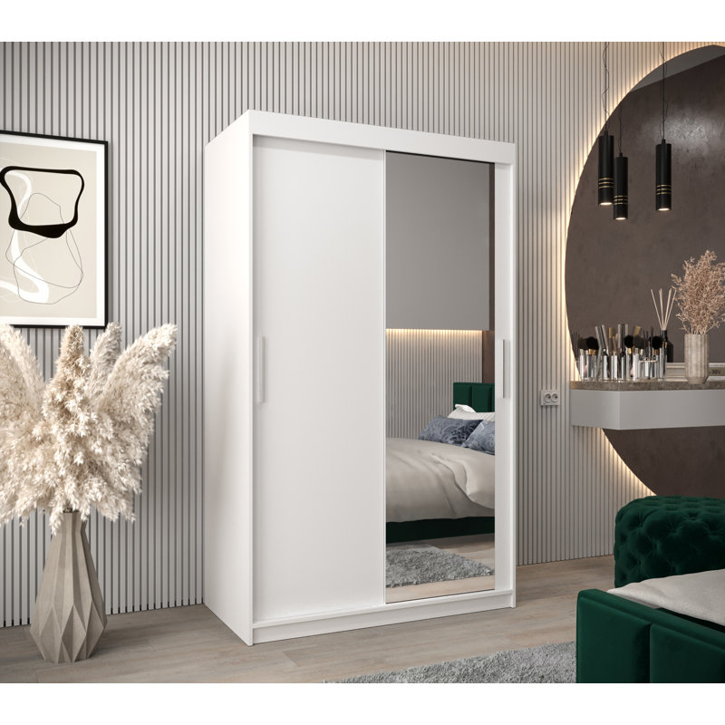 Yarbro 2 Door Manufactured Wood Wardrobe, White Matt