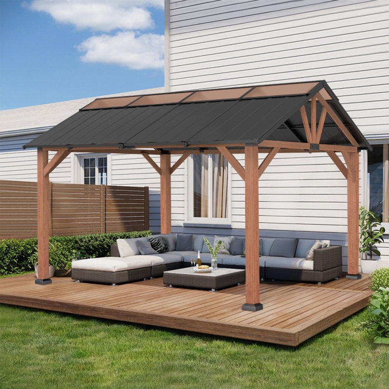 Heavy Duty Outdoor Gazebo with Double Metal Slope Roof, Drainage and Aluminum Frame, 2500 lbs Snow Load