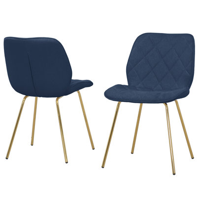 Chaise de salle à manger rembourrée bleu marine Koleson, ensemble de 2 