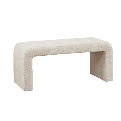 Boucle Upholstered Waterfall Bench - Modern Design For Living Spaces Bedroom And Entryway 400 Lbs Weight Capacity Design, Smooth Seat Solid Wood Fra