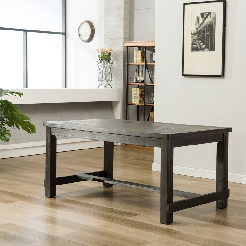 Antique Black Finish Rectangular Wood Dining Table
