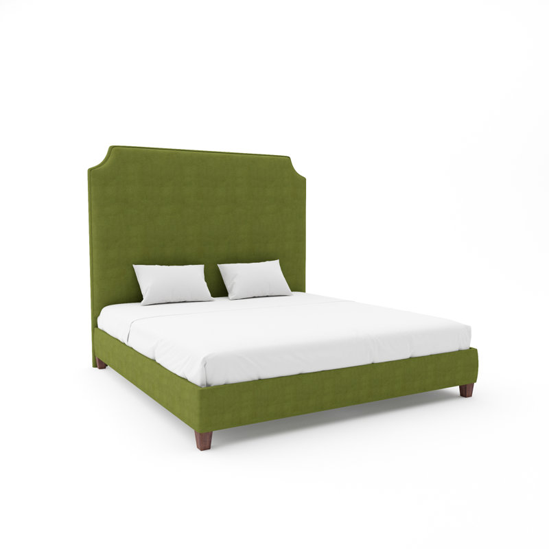 Caldwell Custom Upholstered Bed with 9" Rails, Weathered, Posh Life Performance Velvet Spring, King