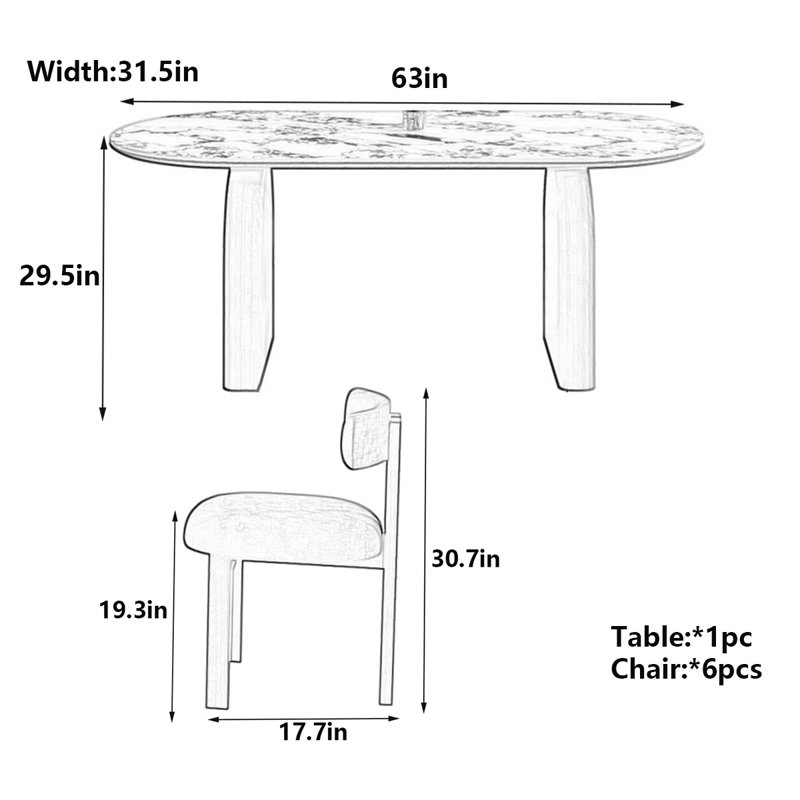 Table de salle à manger French Vintage, H 29,5 po x L 63 po x l 31,5 po