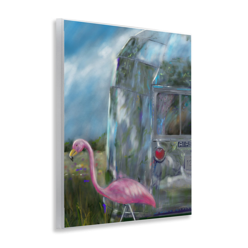 Plaque murale Happy Camper Flamingo, design par Mary Sparrow