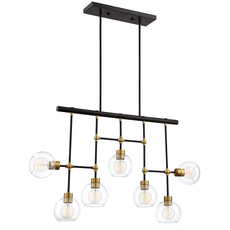 Luminaire suspendu pour îlot de cuisine 7 lumières Marisha, Laiton poli