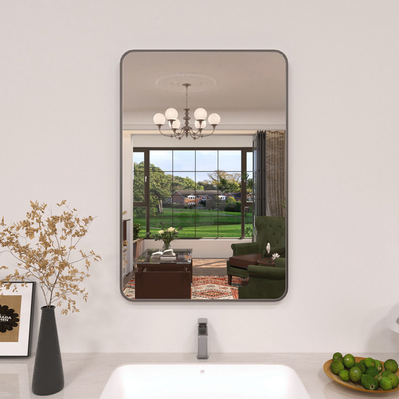 Miroir de salle de bain mural Lucha, 24 po x 36 po, Gris