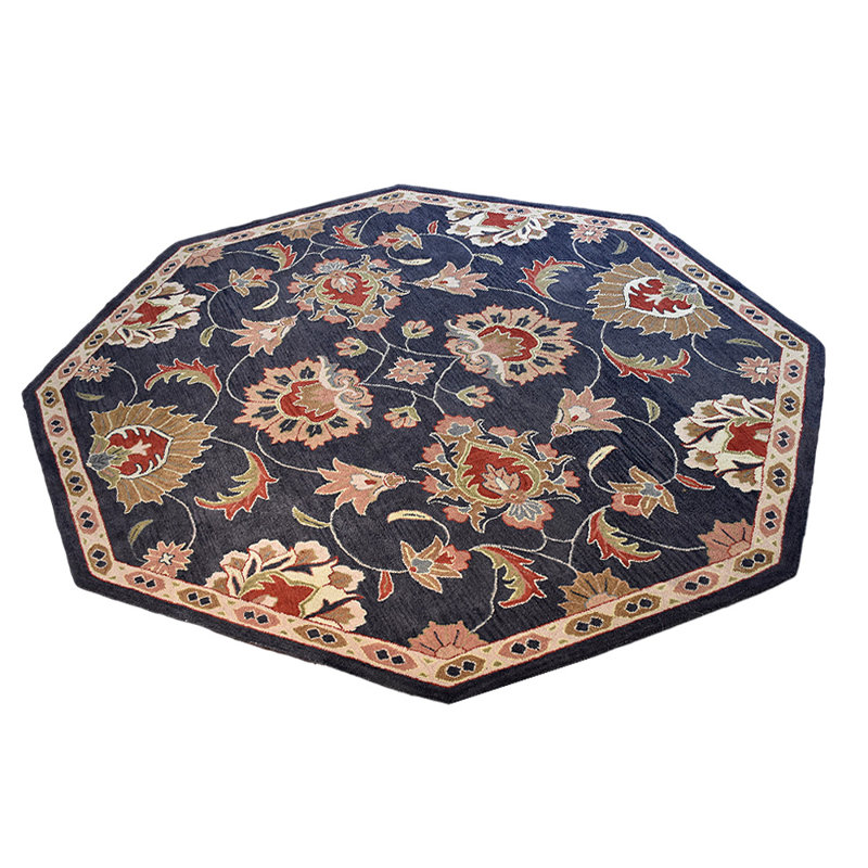Classical Hand Tufted Wool Eco-Friendly Area Rugs - Octagon | Charcoal Color | Oriental Design | Area Rugs for living room, Bedroom