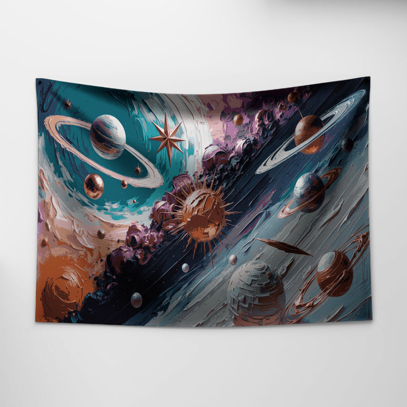 Tapisserie murale «Space Mid Century Space Art», 88 po x 104 po