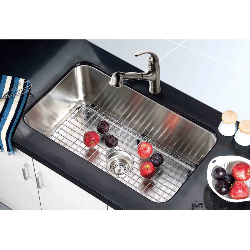 30.38" L x 18.5" W Undermount Rectangular Single Bowl Stainless Steel Kitchen Sink