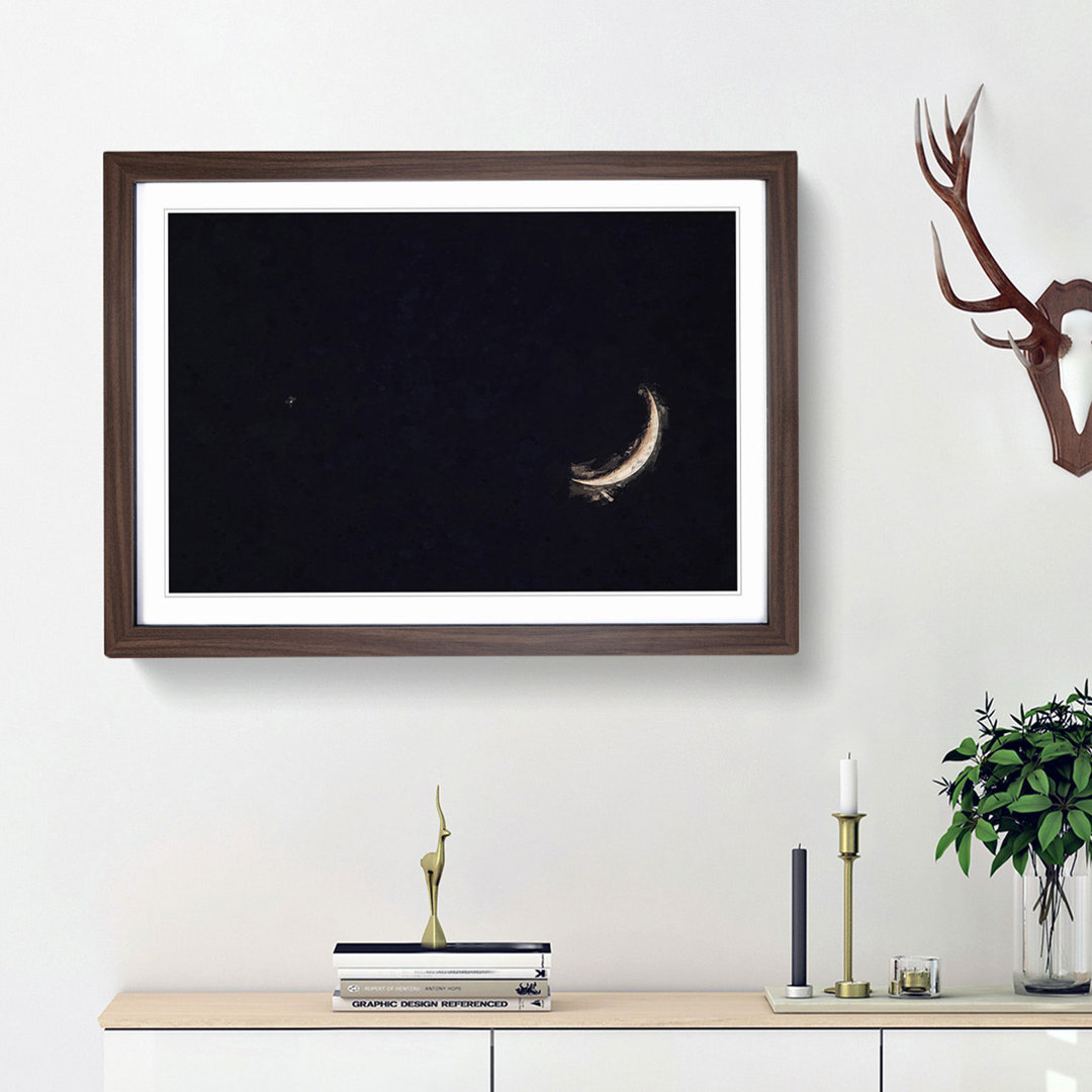 Crescent Moon & Planet Venus in Abstract - Picture Frame Graphic Art Print