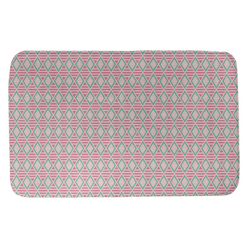 Mcguigan Memory Foam Non-Slip Bath Rug, 21" W x 34" L, Pink/Green