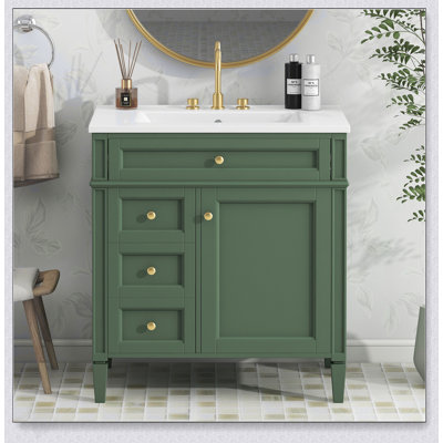 Meuble-lavabo moderne de 30 pouces avec lavabo supérieur, rangement spacieux et design élégant pour des salles de bain fonctionnelles