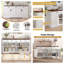 Ensemble de rangement de cuisine cannelé 3 pièces - Buffet 63 po avec 4 portes et 3 tiroirs, garde-manger 72 po avec support à épices, 2 grands tiroirs-1088474179