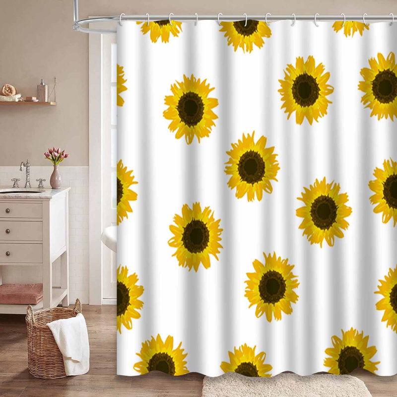 Rideau de douche imperméable jaune vif avec 12 crochets, L 72 po x l 78 po