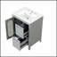 Meuble-lavabo gris 24 po avec lavabo, deux tiroirs, tablette réglable et élégante porte en verre Moru pour salle de bain moderne-698924407