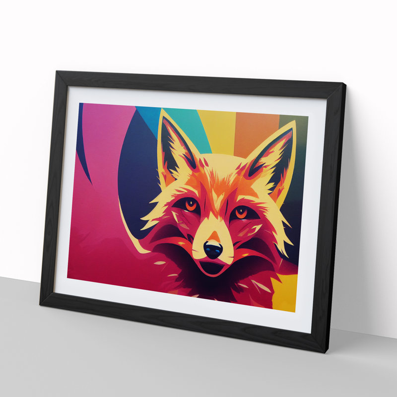 Classic Abstract Fox - Framed Print, Black Framed, 25cm H x 34cm W x 2cm D