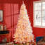 500 lumières à DEL blanc chaud, arbre de Noël artificiel 7,5 pi, rose, arbre des fêtes 7,5 pi, espace pour