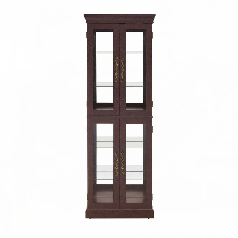 Armoire de rangement en verre, H 71,26 po x l 24,21 po x P 12,2 po, Cerise foncée