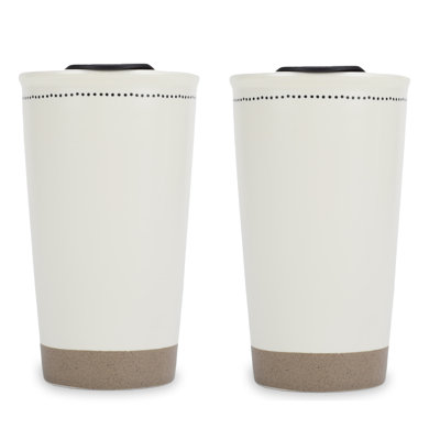 Travel Tumbler 2-Pack Blessed/Grateful White 12 oz Ceramic