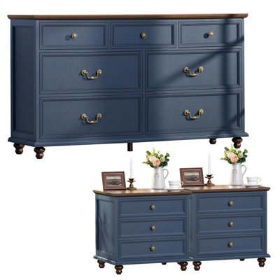 Farmhouse 3-Piece Dresser and Nightstand Set