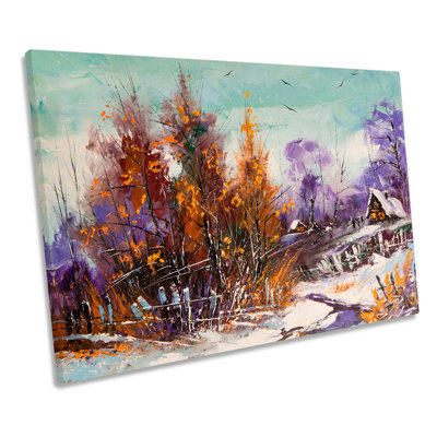 Winter Forest Countryside - Wrapped Canvas Painting