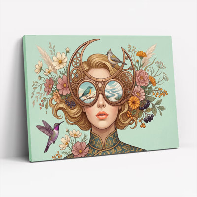 Ensemble de 1 tableau mural sur toile de style steampunk floral