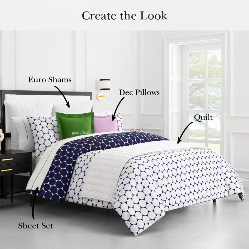 kate spade new york Fall Poppies Twin Comforter Set, 100% Cotton, All Season 2 Piece Reversible Bedding Set, White and Garnet