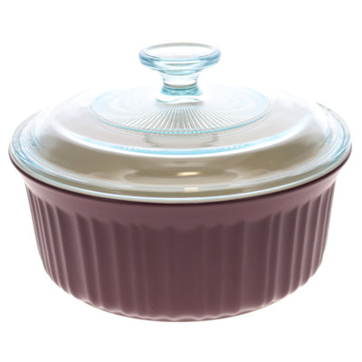 A CorningWare round stoneware two-piece bakeware set listed at $49.99 in September 2026