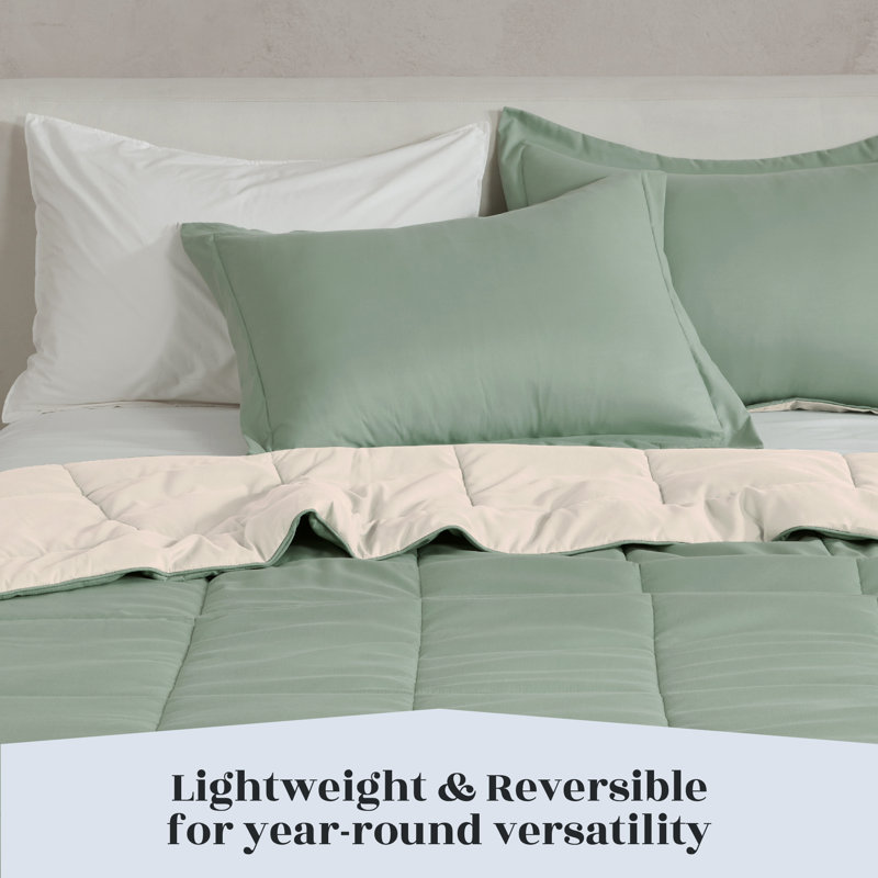 Full Sage and Sand Reversible Down Alternative Comforter Set