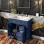 Meuble-lavabo et lavabo peu encombrant, rangement en bois aggloméré bleu moderne de 30 pouces